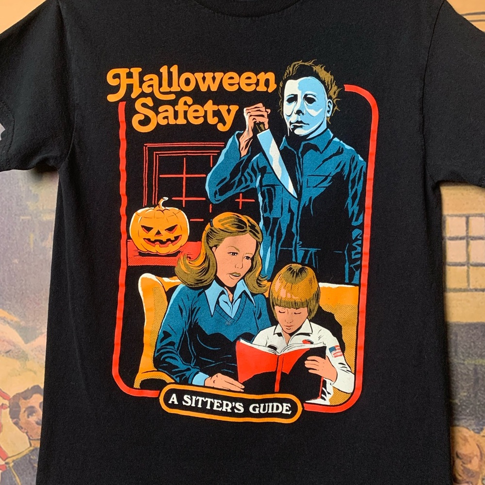 Micheal Myers Halloween Safety Creepy Co Horror Black Graphic T-Shirt